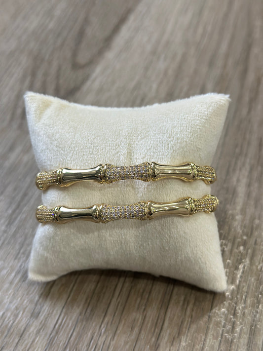 Gold Bamboo Stone Bangle