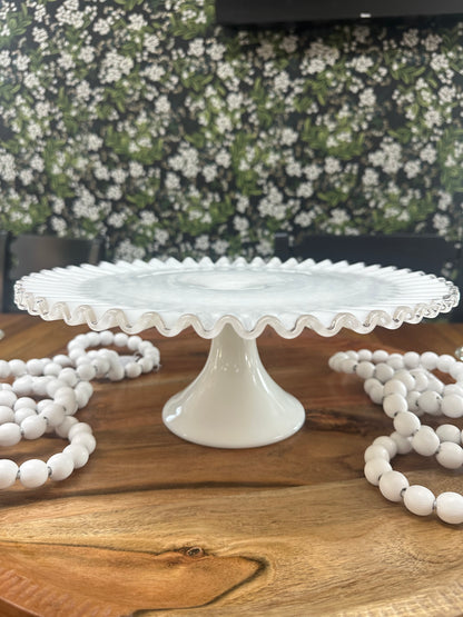 Vintage Fenton Silver Crest Pedestal Cake Stand