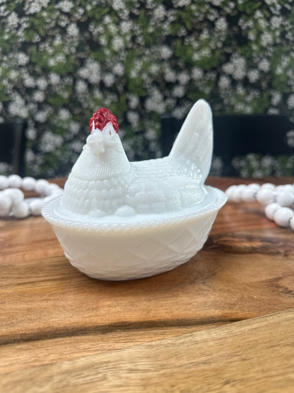 Vintage Westmoreland Painted Hen on Nest