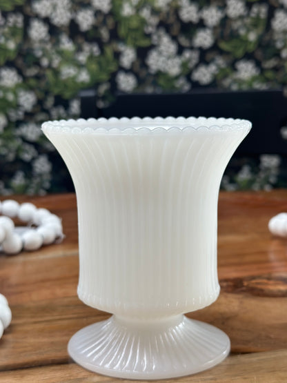 Vintage E.O. Brody Co. Ribbed Milk Glass Vase