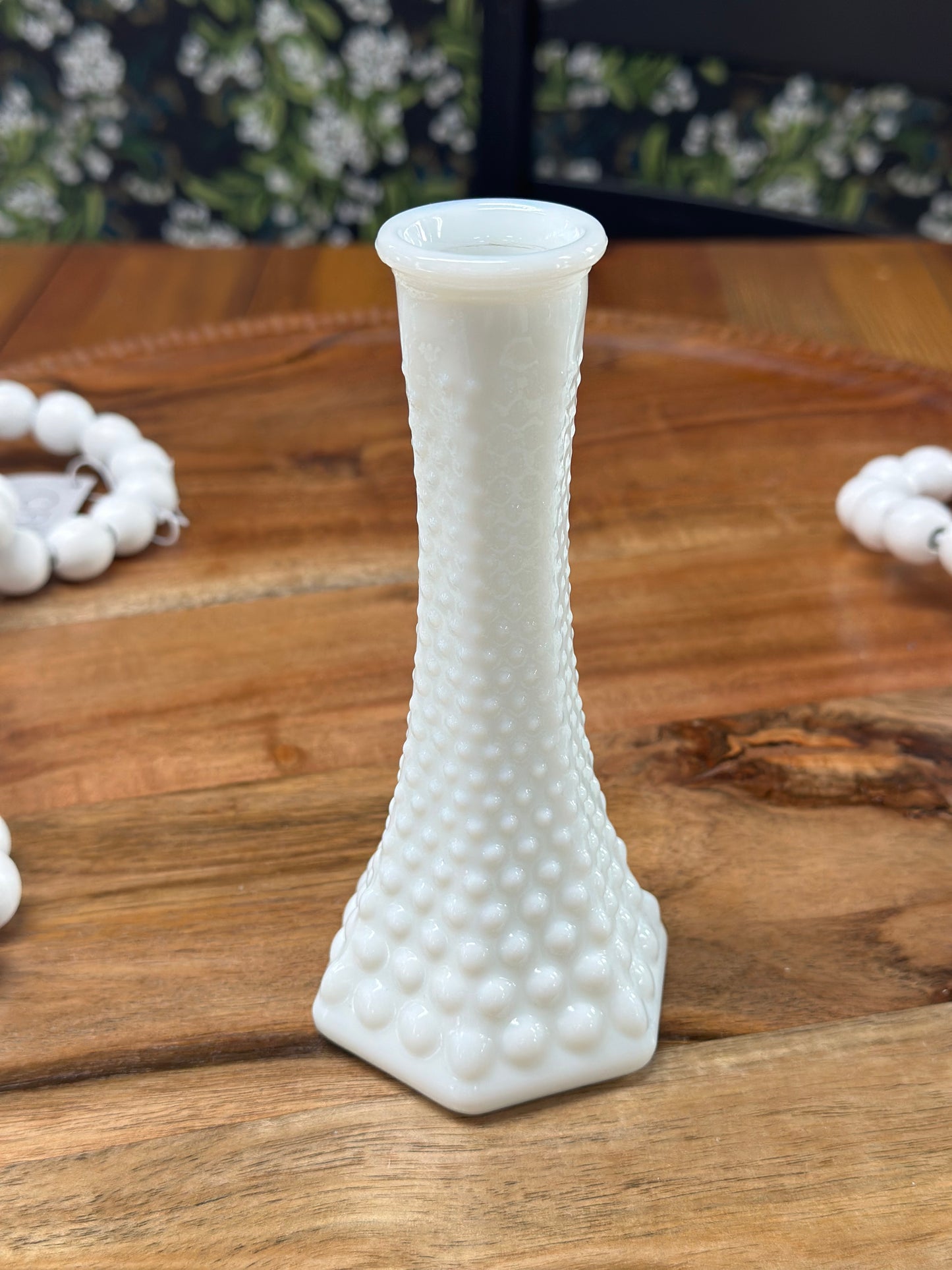 Vintage E.O. Brody Co. Hobnail Milk Glass Bud Vase