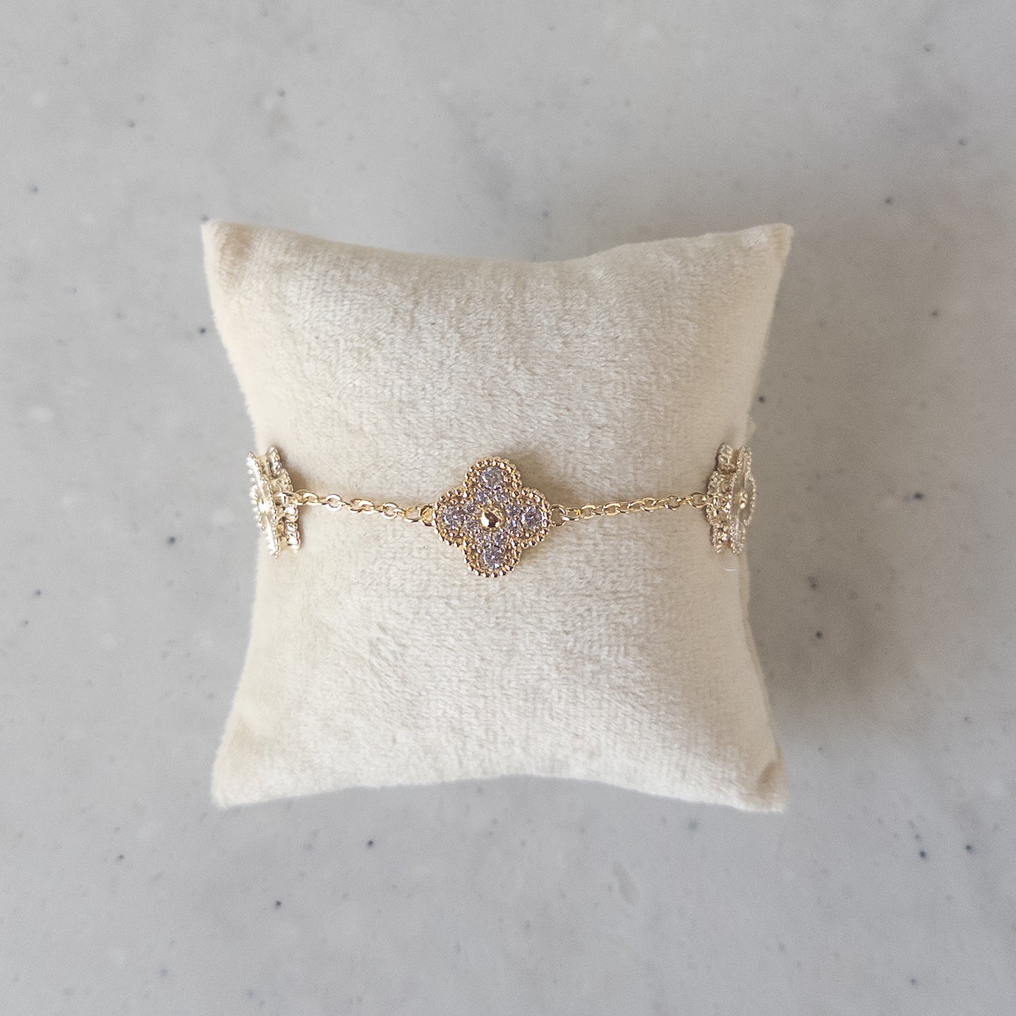Pave + Gold Clovers Bracelet