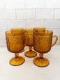 Vintage Indiana Amber Tiara Sandwich Pattern Footed Mug