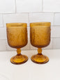Vintage Indiana Amber Tiara Sandwich Pattern Footed Goblet