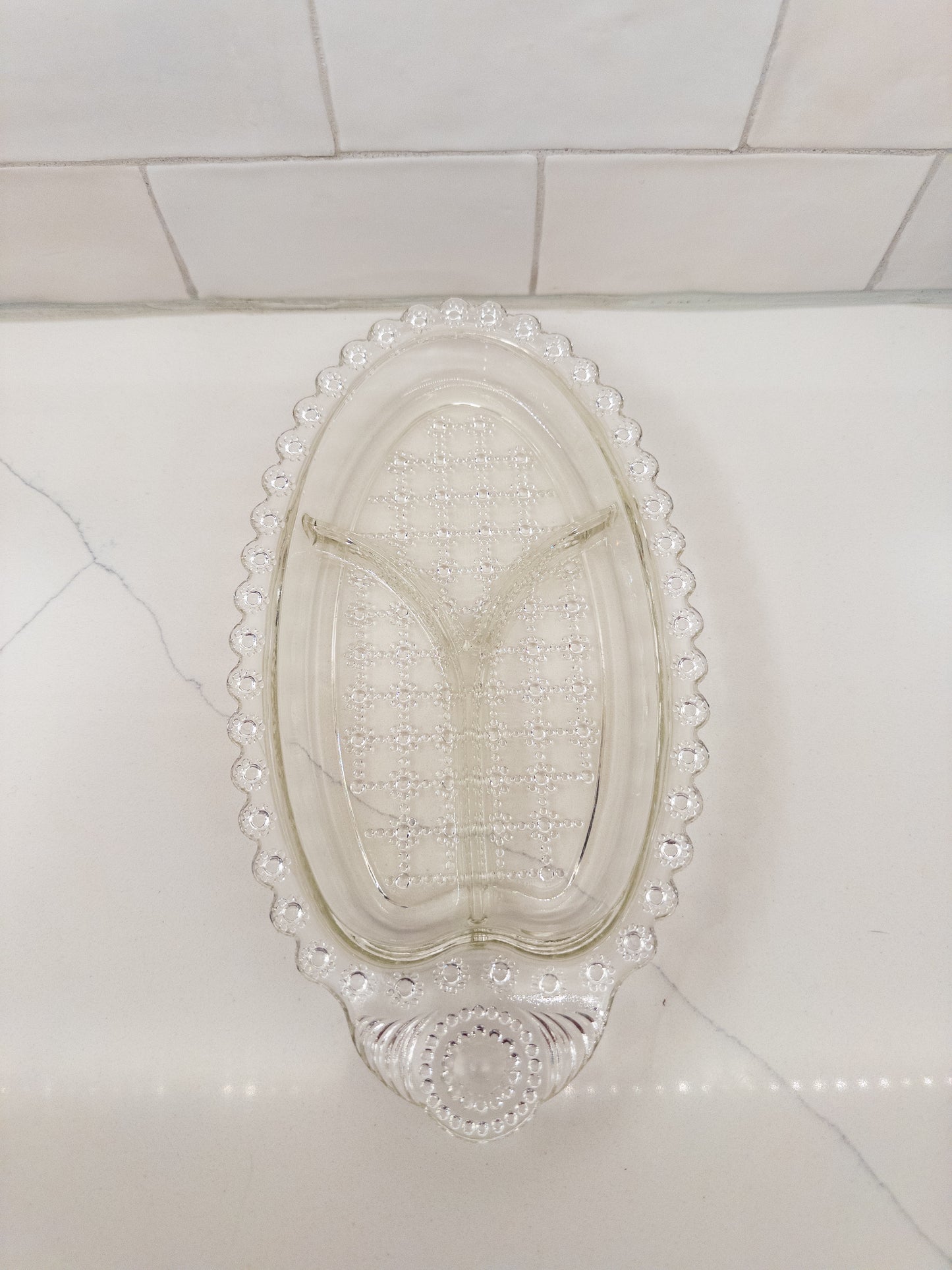 Vintage Clear Depression Glass Divided Relish Tray