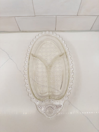 Vintage Clear Depression Glass Divided Relish Tray