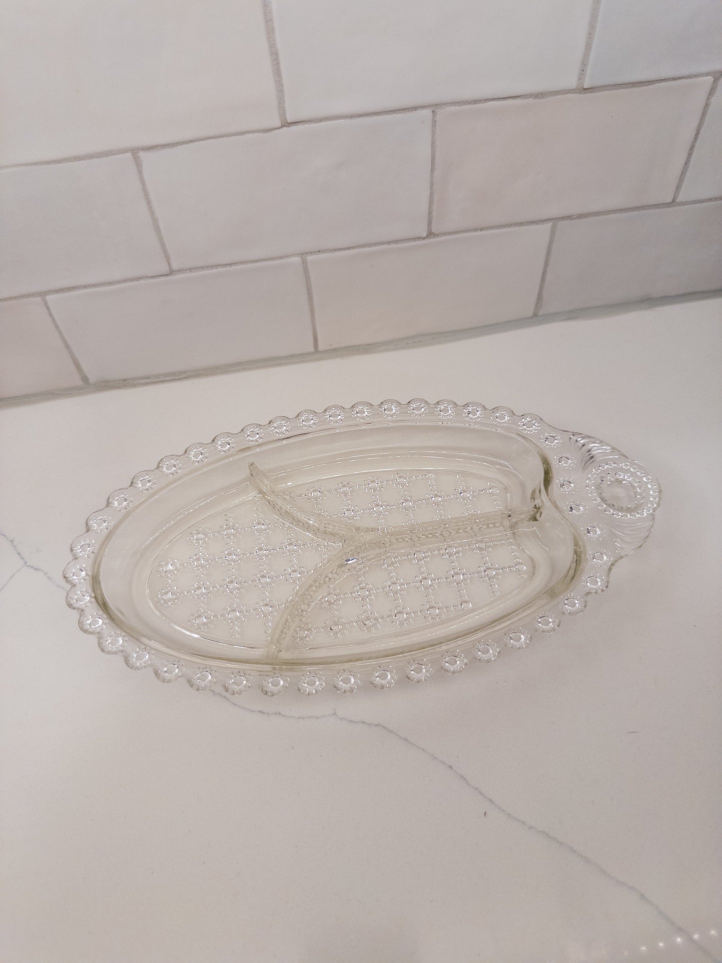 Vintage Clear Depression Glass Divided Relish Tray