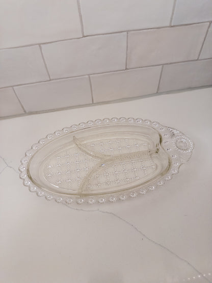 Vintage Clear Depression Glass Divided Relish Tray
