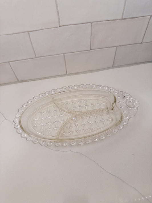 Vintage Clear Depression Glass Divided Relish Tray