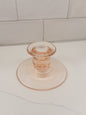 Vintage Pink Depression Glass Candlestick w/ Circular Base + Candle Cup