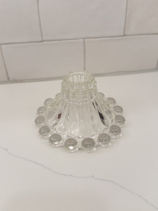 Vintage Anchor Hocking Clear Glass Boopie Candlestick Holder w/ Bubble Base