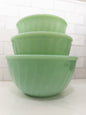 S/3 Vintage Fire-King Jadeite Swirl Mixing Bowls