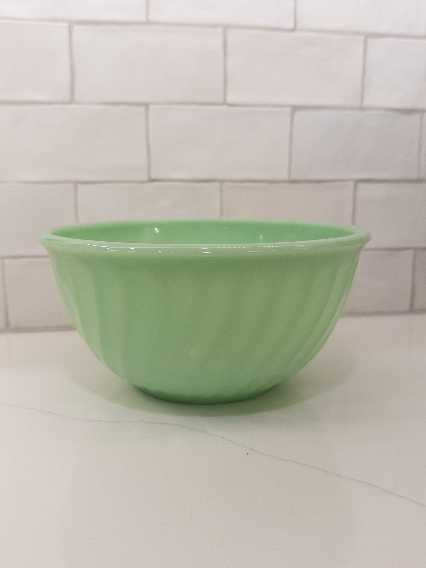 Vintage Fire-King 8" Jadeite Swirl Mixing Bowl