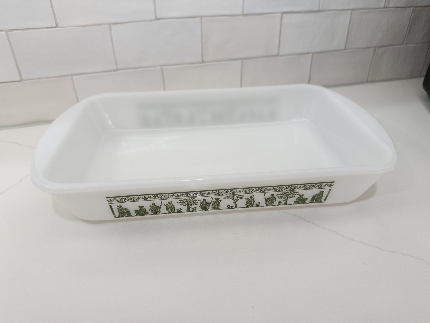 Vintage Pyrex Hellenic Green Casserole/Baking Dish