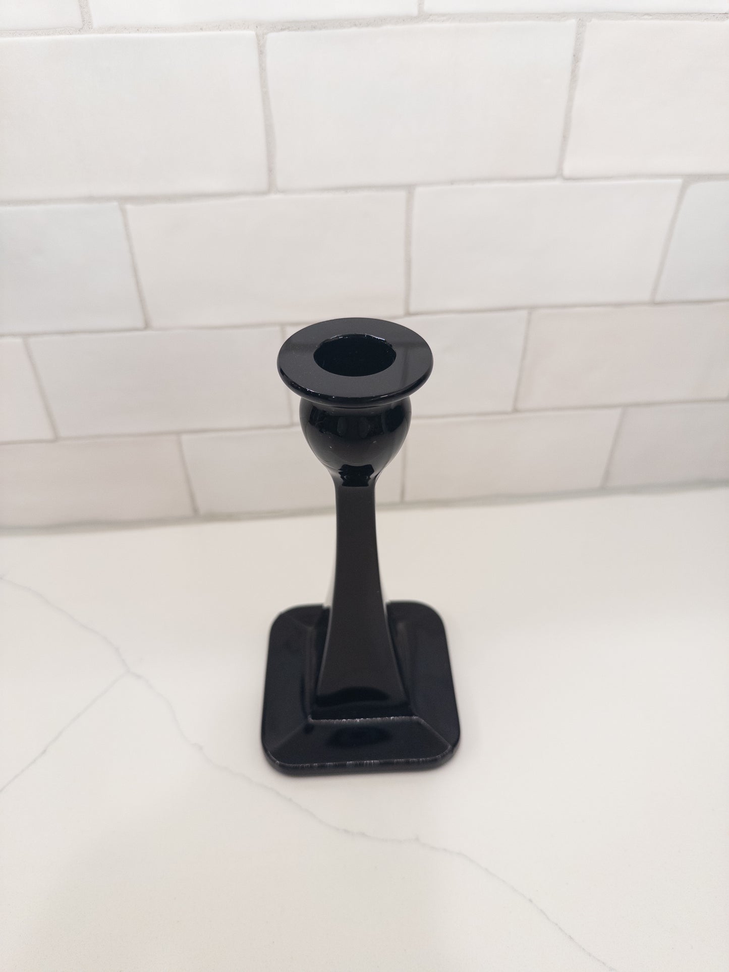Vintage Black Amethyst Tall Candlestick
