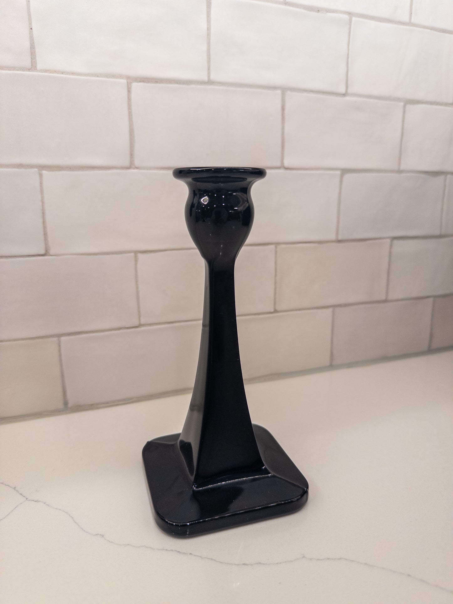 Vintage Black Amethyst Tall Candlestick
