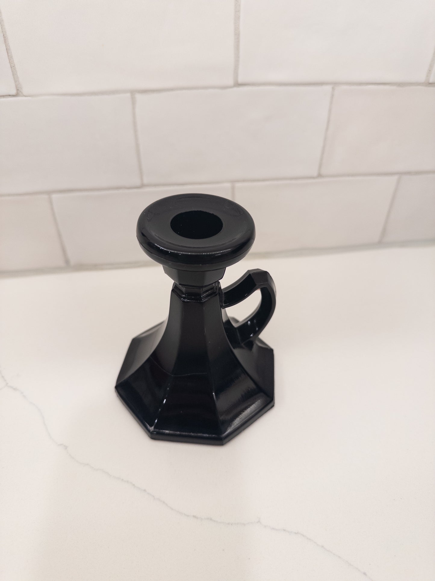 Vintage Black Amethyst Chamber Stick Candle Holder