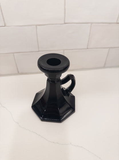 Vintage Black Amethyst Chamber Stick Candle Holder