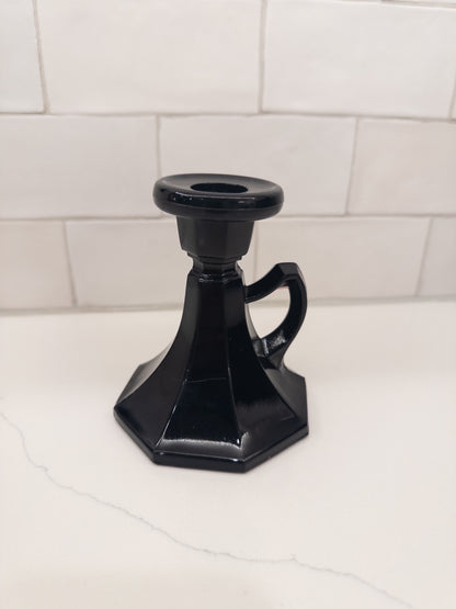 Vintage Black Amethyst Chamber Stick Candle Holder
