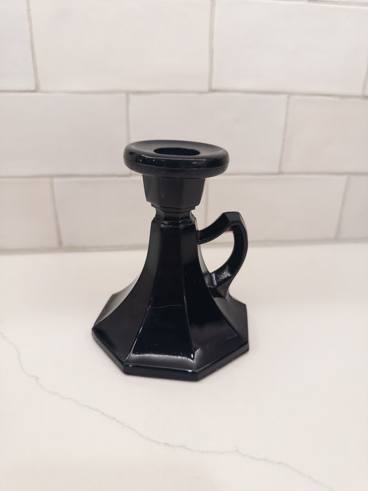 Vintage Black Amethyst Chamber Stick Candle Holder