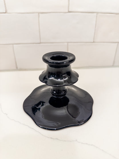 Vintage L.E. Smith Black Amethyst Candlestick