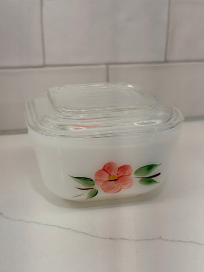 Vintage Fire-King Refrigerator Dish w/ Peach Blossom Pattern