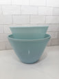 S/2, Vintage Fire King Delphite Blue Ovenware Splash-Proof Mixing Bowls