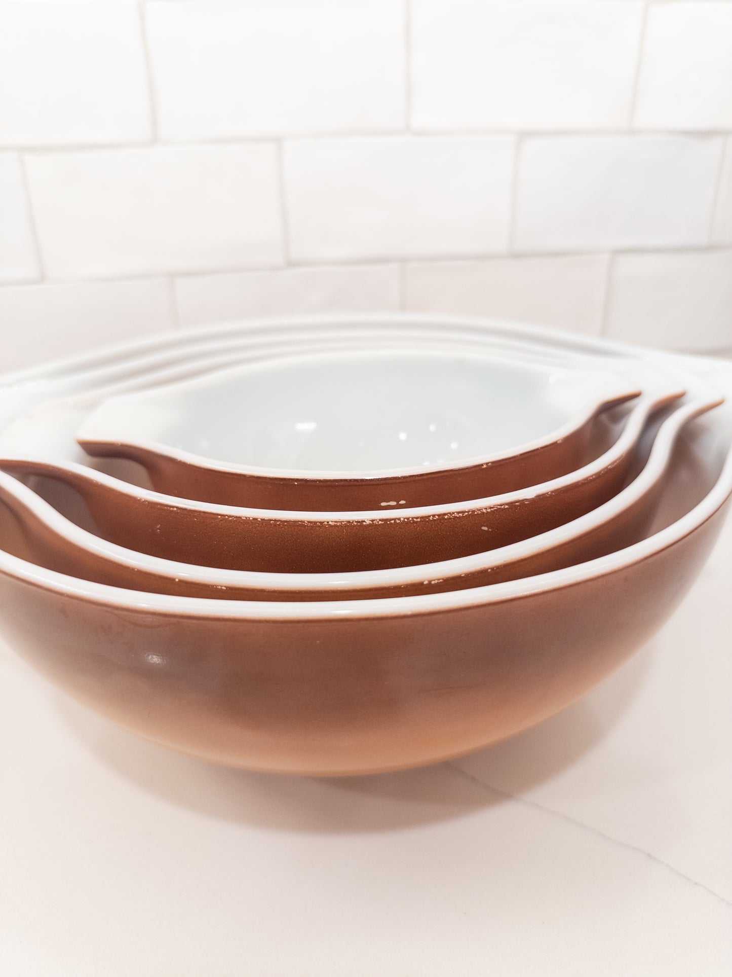 S/4, Vintage Pyrex Old Orchard Cinderella Mixing Bowl Set