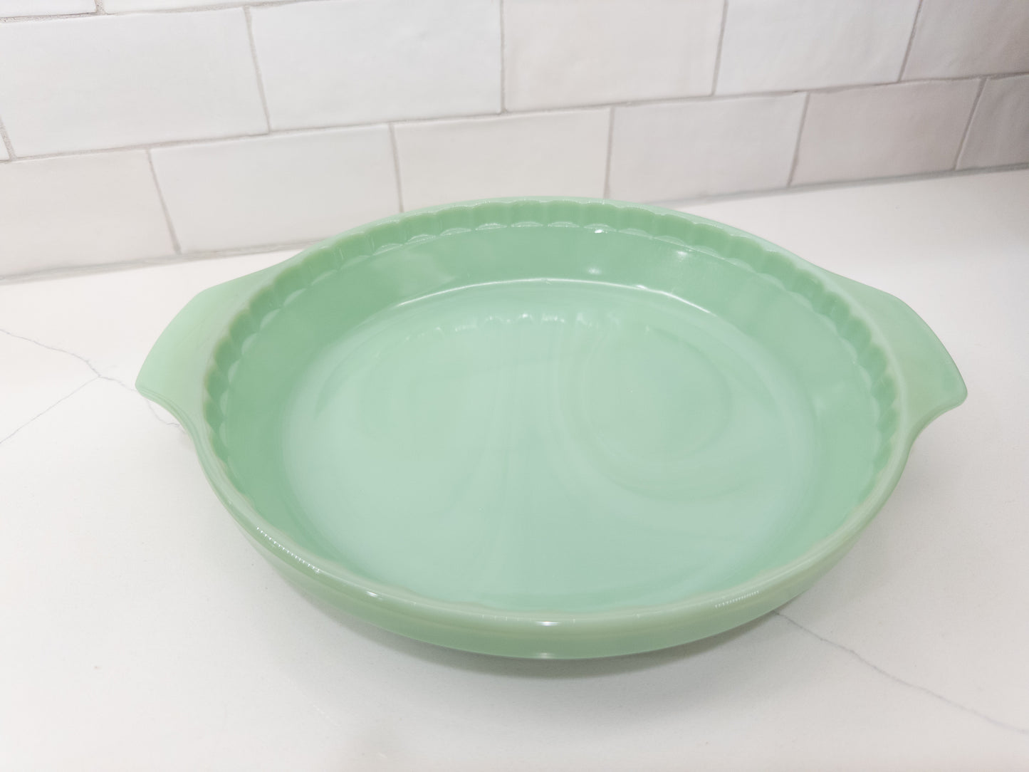 Vintage Anchor Hocking Fire-King Jadeite 2000 Pie Plate w/ Fluted Rim