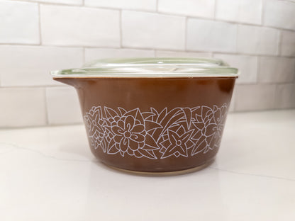Vintage Pyrex 473 Woodland Brown Cinderella Casserole w/ Lid