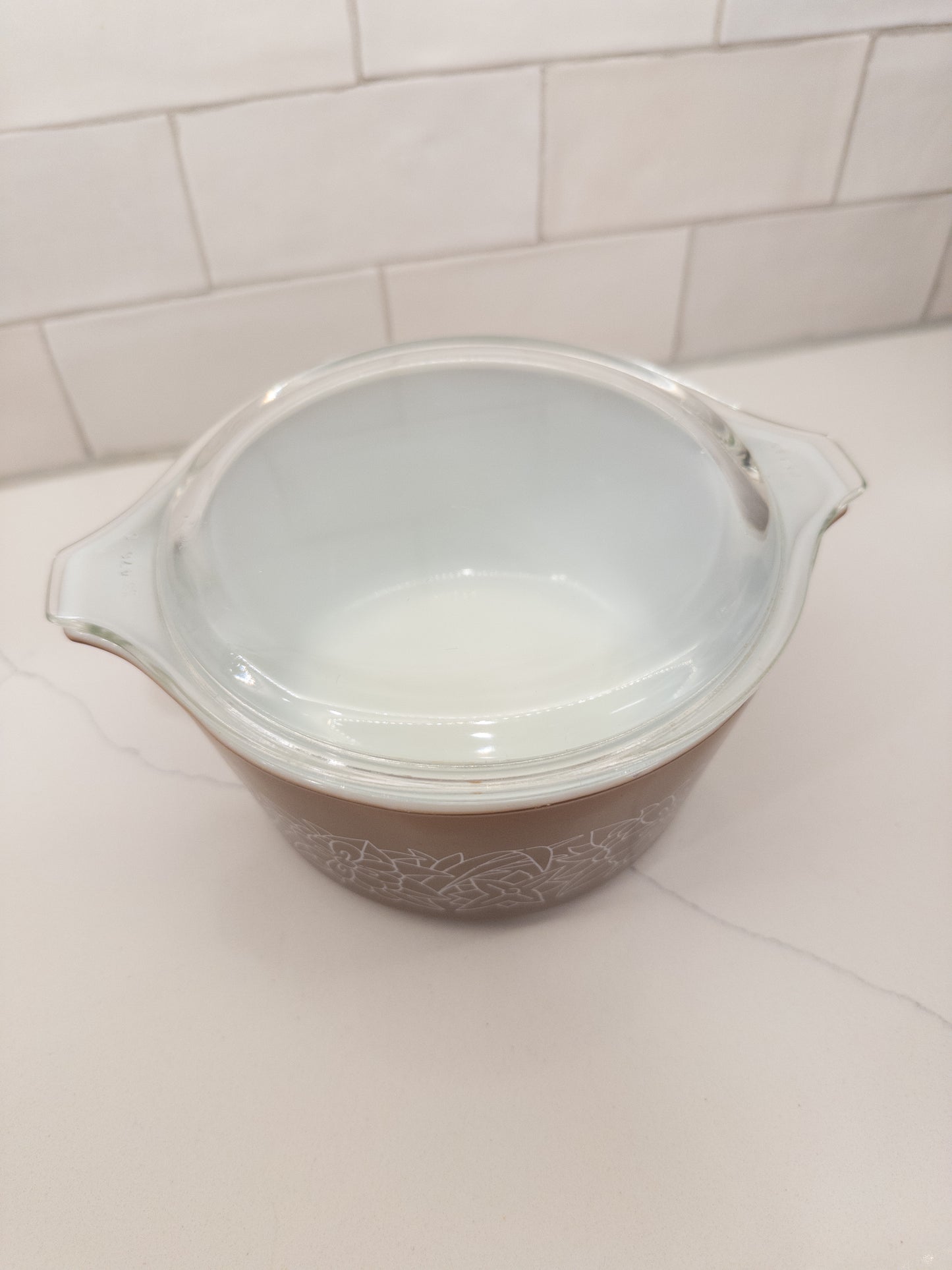 Vintage Pyrex 473 Woodland Brown Cinderella Casserole w/ Lid