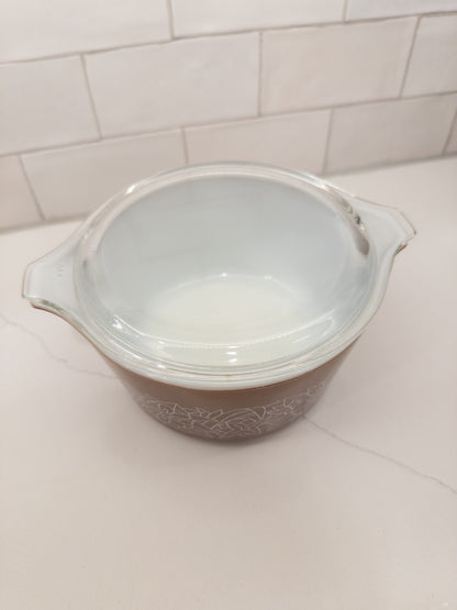 Vintage Pyrex 473 Woodland Brown Cinderella Casserole w/ Lid
