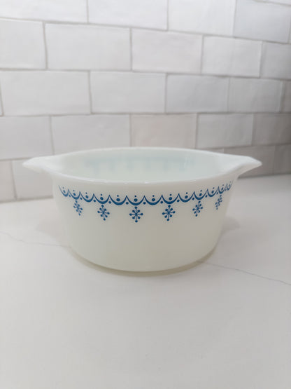 Vintage Pyrex 474 Snowflake Blue Cinderella Casserole Dish