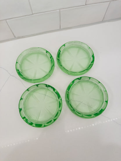 S/4, Vintage Green Uranium Glass Coasters