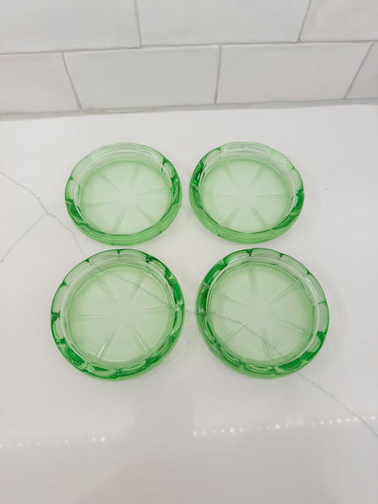 S/4, Vintage Green Uranium Glass Coasters