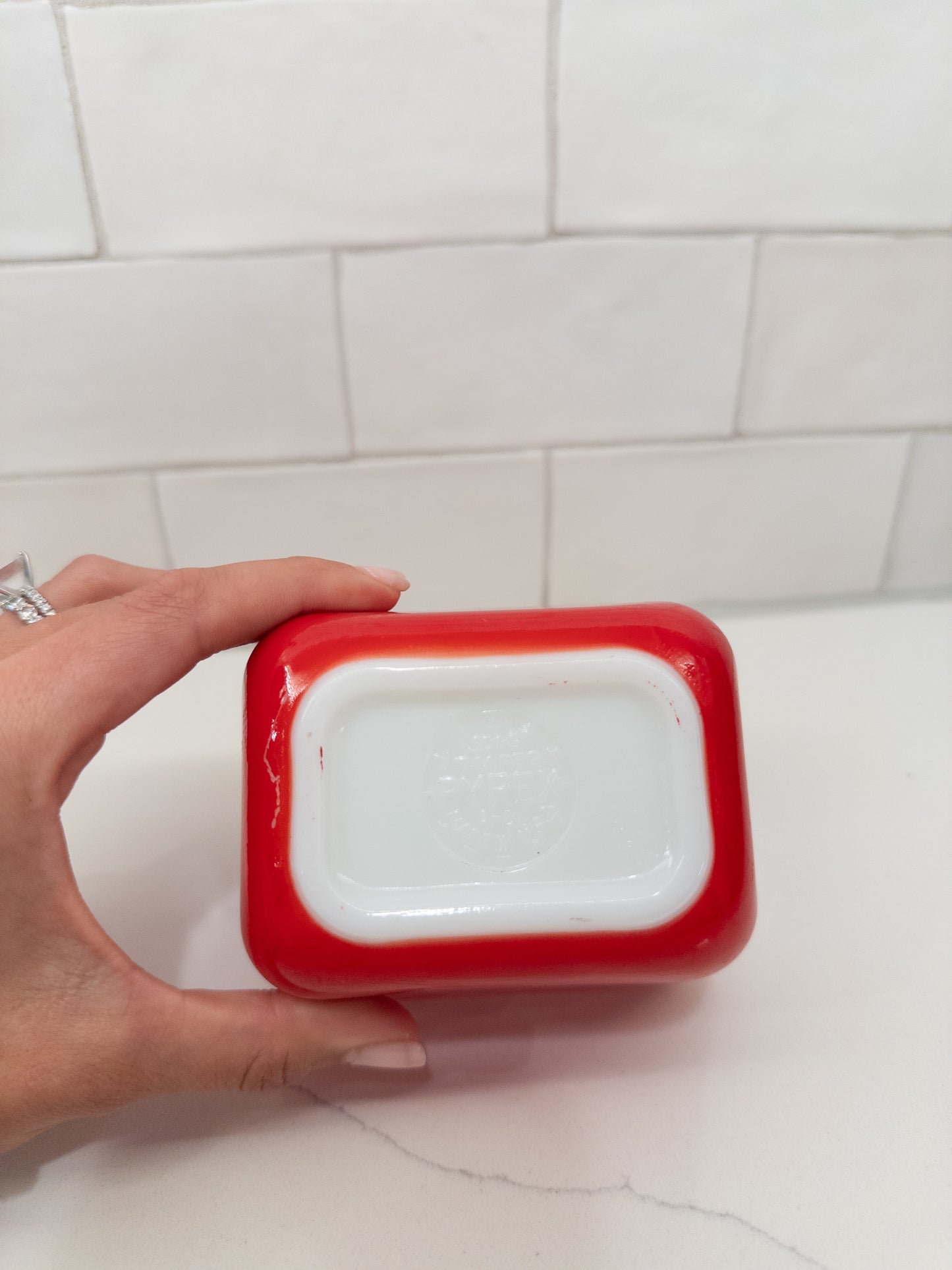 Vintage Pyrex 501 Red Refrigerator Dish w/ Lid