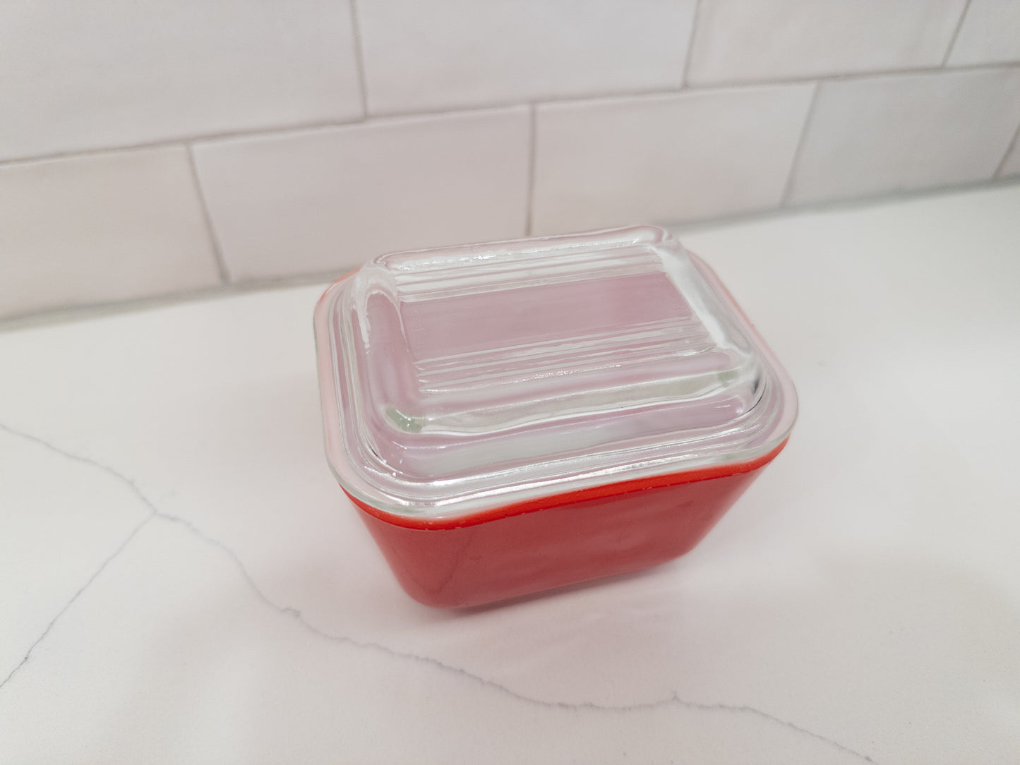Vintage Pyrex 501 Red Refrigerator Dish w/ Lid