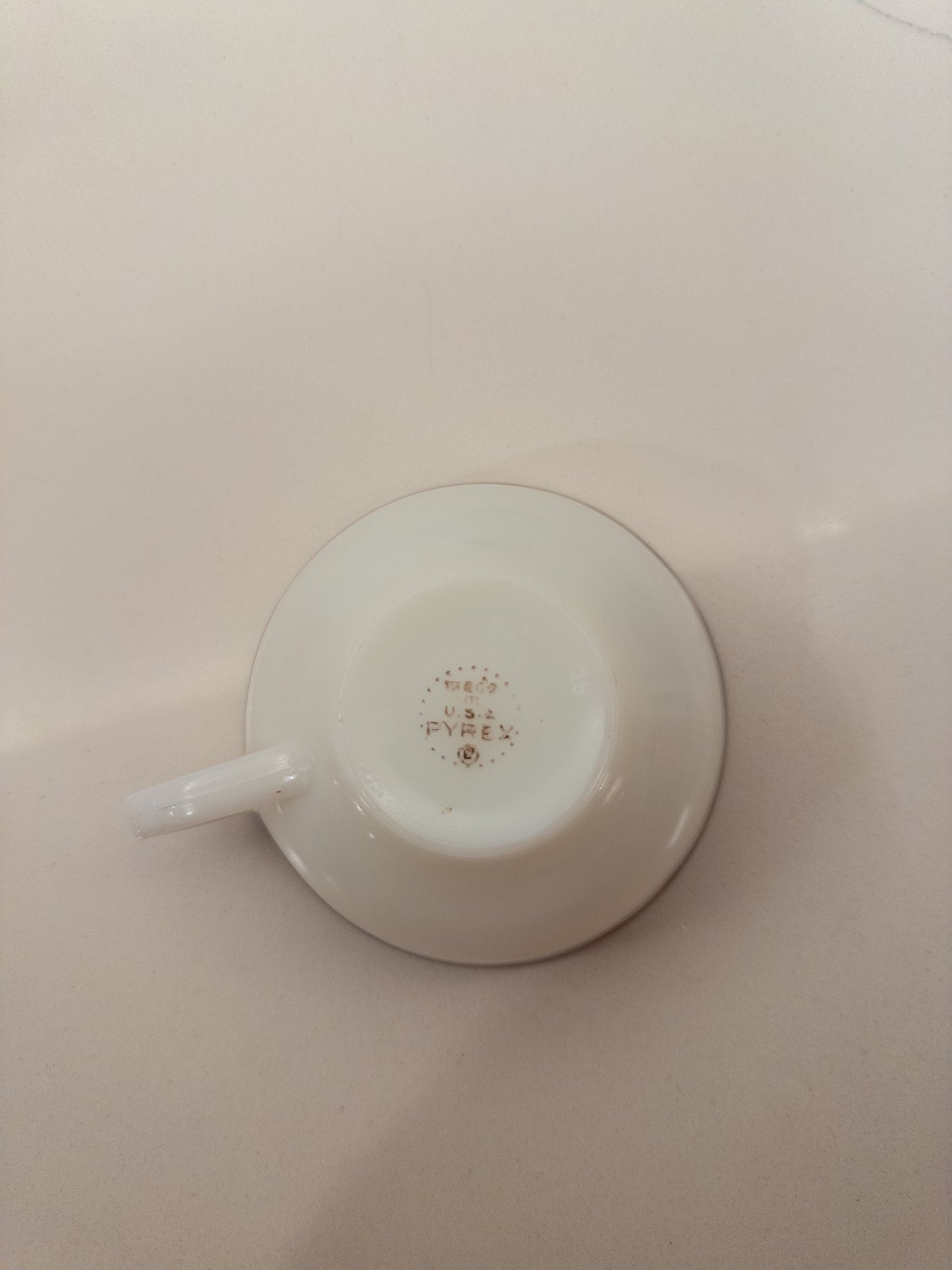 S/2, Vintage Pyrex Milk Glass Teacup w/ Grey Rim