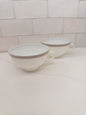 S/2, Vintage Pyrex Milk Glass Teacup w/ Grey Rim