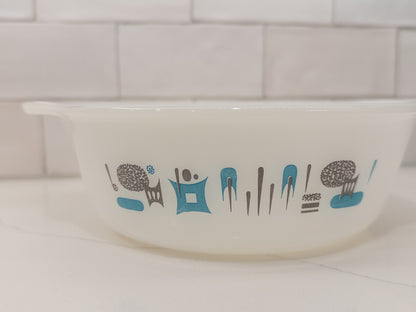 Vintage Anchor Hocking Fire-King 'Atomic Blue Heaven' Milk Glass Casserole Dish
