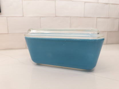 Vintage Pyrex 502 Blue Refrigerator Dish w/ Lid