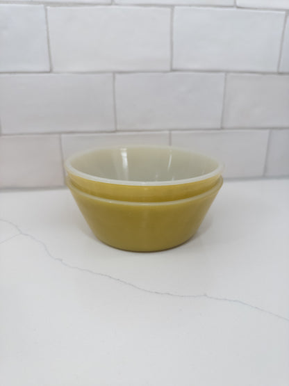 S/2, Vintage Federal Avocado Green Milk Glass Cereal/Soup Bowl