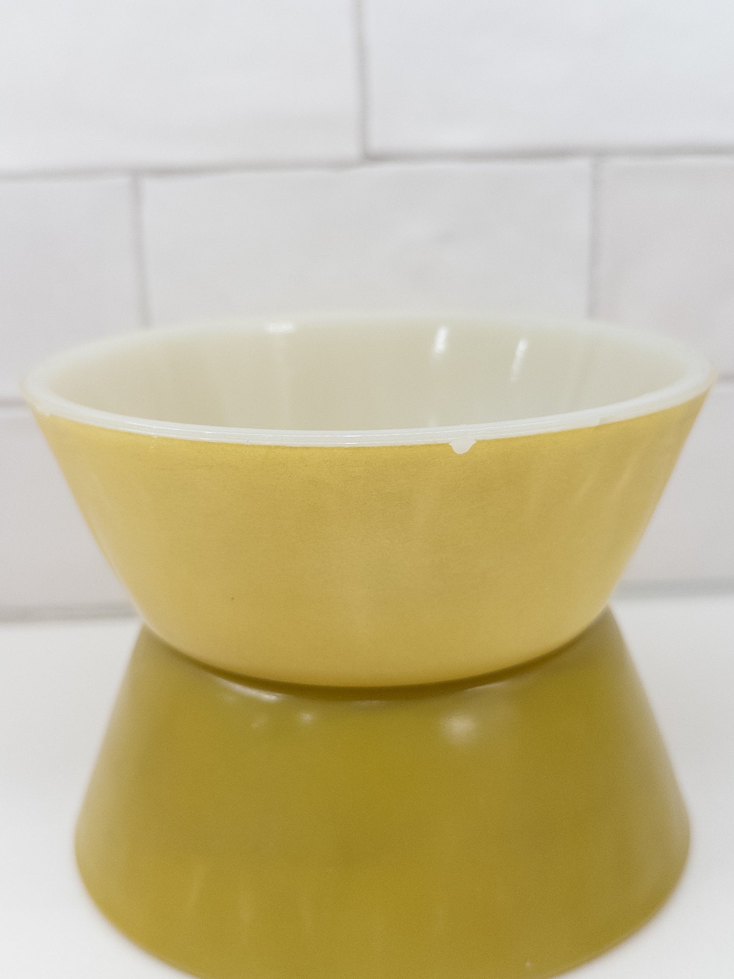 S/2, Vintage Federal Avocado Green Milk Glass Cereal/Soup Bowl