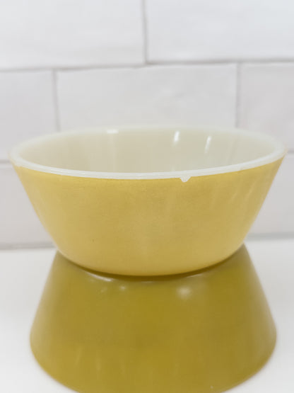 S/2, Vintage Federal Avocado Green Milk Glass Cereal/Soup Bowl