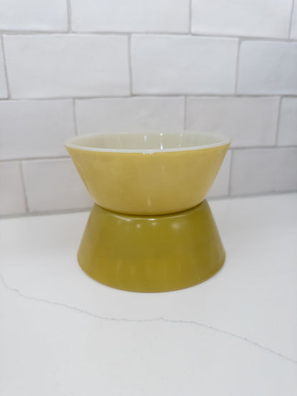 S/2, Vintage Federal Avocado Green Milk Glass Cereal/Soup Bowl