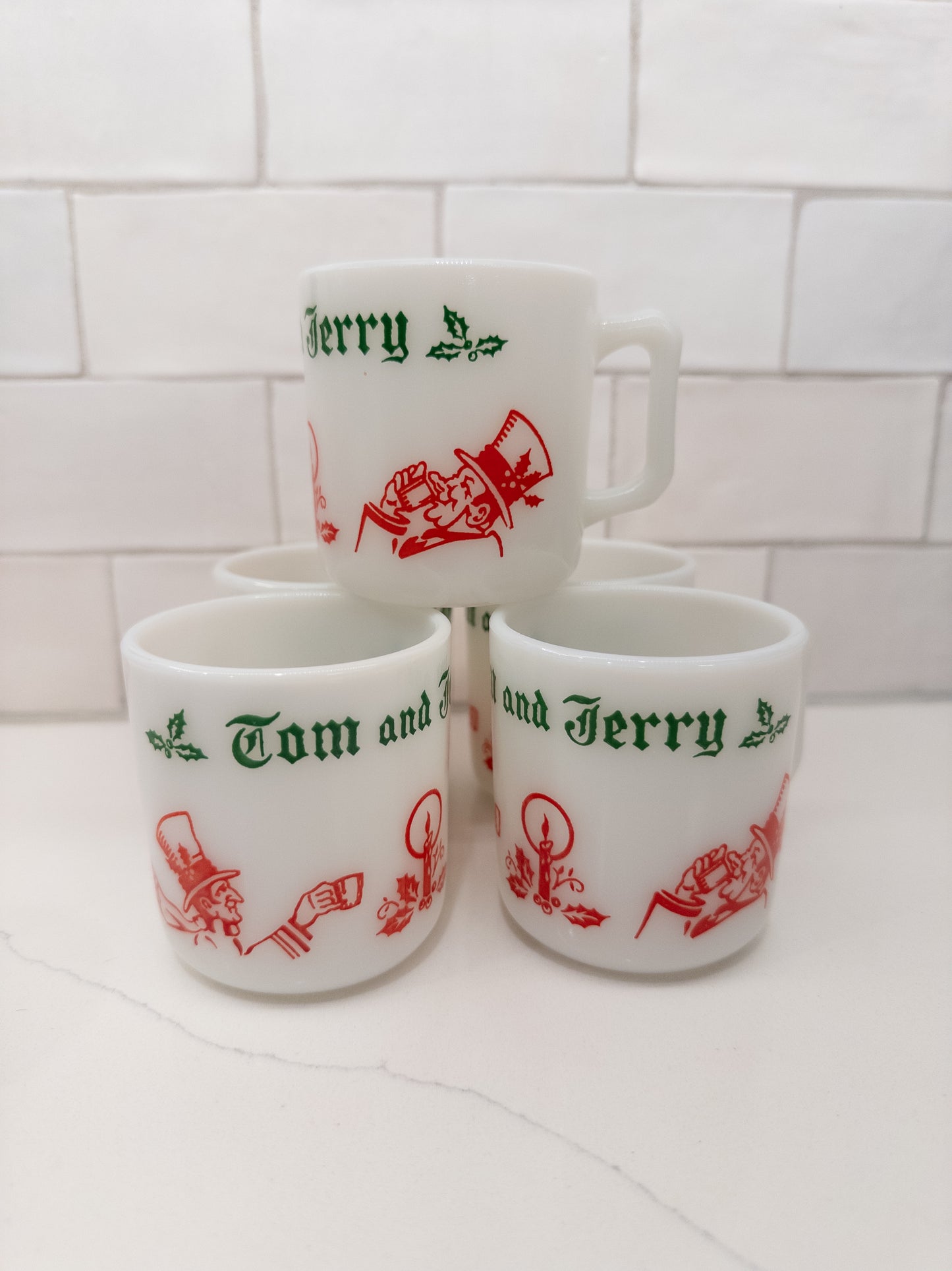 Vintage Hazel Atlas Tom and Jerry Punch Bowl Set