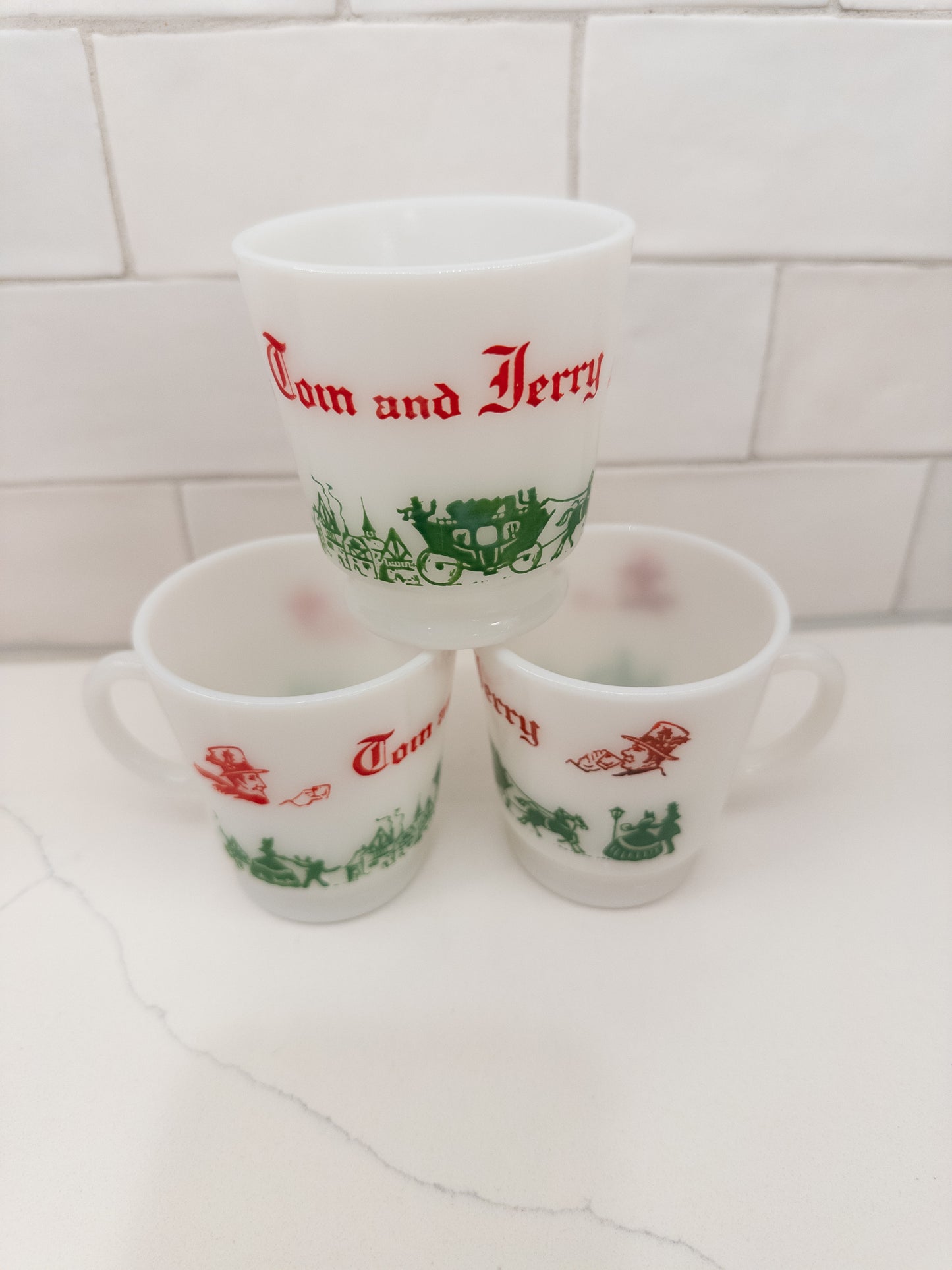 Vintage Hazel Atlas Tom and Jerry Punch Bowl Set
