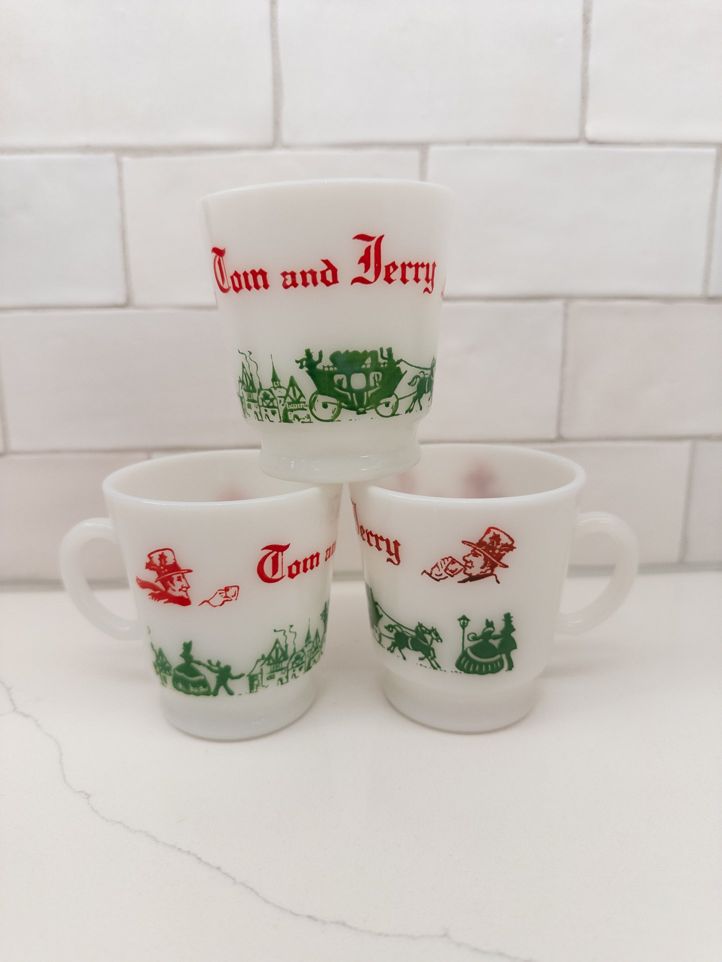Vintage Hazel Atlas Tom and Jerry Punch Bowl Set