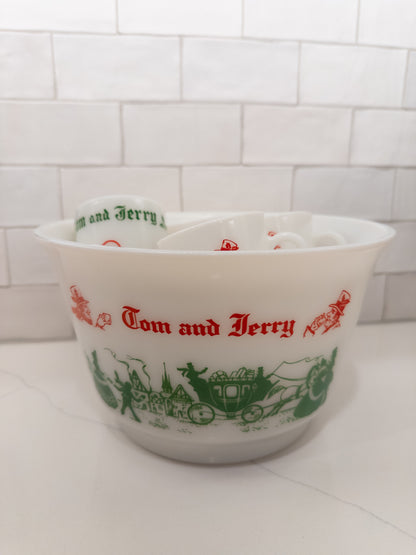 Vintage Hazel Atlas Tom and Jerry Punch Bowl Set