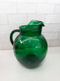 Vintage Anchor Hocking Hunter Forest Green Roly Poly Pitcher w/ Ice Lip